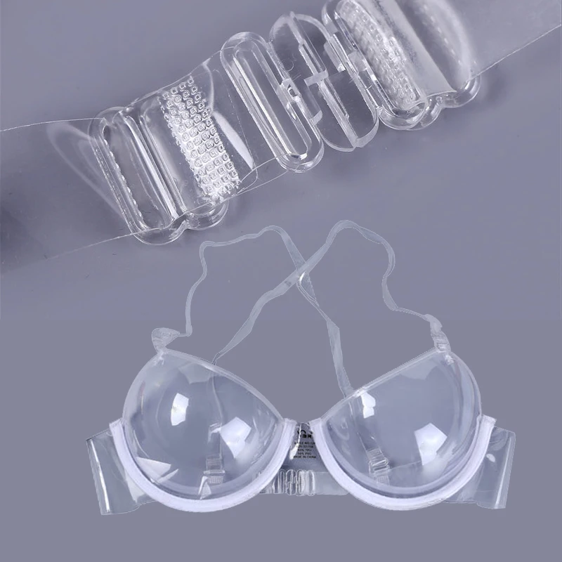 Wholesale 100 pcs Push Up Women Underwear PVC Push Up Bra Transparent Clear Bra Ultra-thin Strap Invisible Bras
