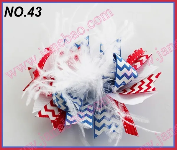 free shipping 12pcs Newest 4th of july hair bows Girl boutique hair bows Patriotic Bows fourth of july hair bows 43-67