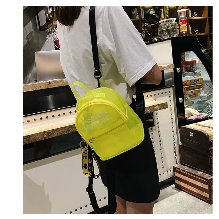 Прозрачный мини-Желейный рюкзак для дам, модные школьные сумки Harajuku с прозрачными буквами для детей, высокое качество, маленькая дорожная сумка Mochila