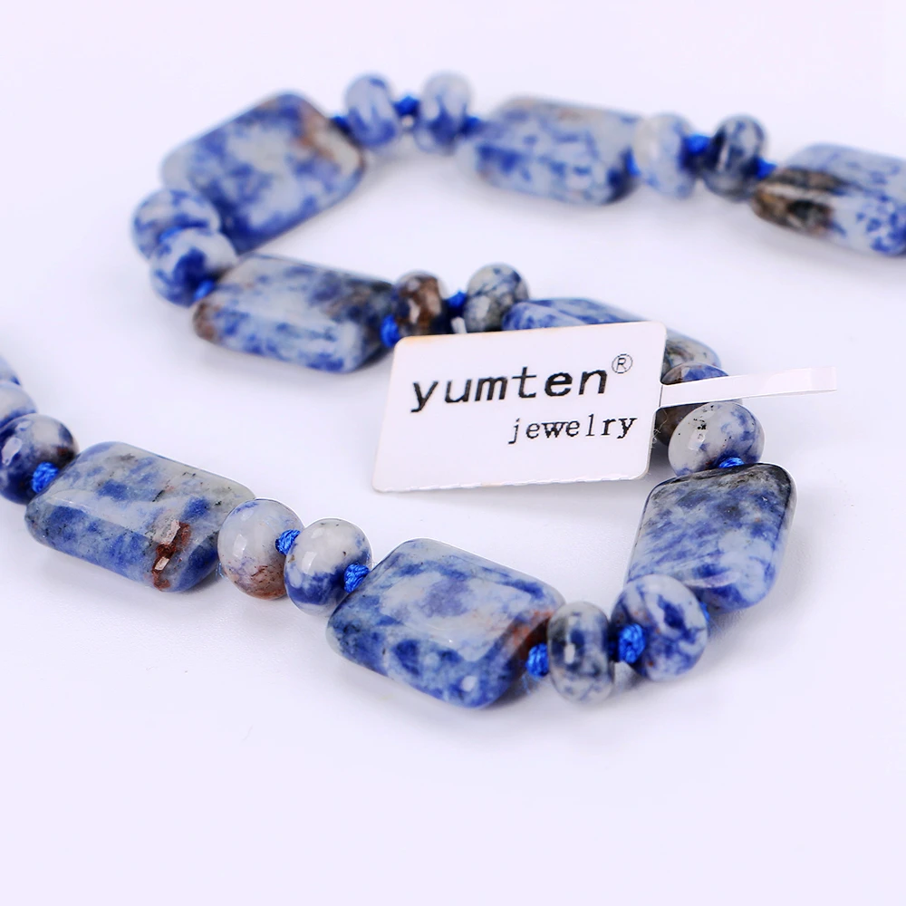 Yumten Blue-Veinstone Ожерелье мощность квадратный натуральный камень кристалл для женщин