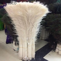 new free shipping wholesale 50 pcs lot high quality off white peacock feathers 70 80cm 28 32 diy jewelry decoration