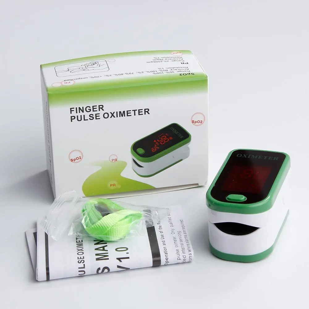 box green Портативный оксиметр, медицинское оборудование, Оксиметры на пальцы, lcd монитор сердечного ритма, прибор для измерения давления, Saturometro - Цвет: box green