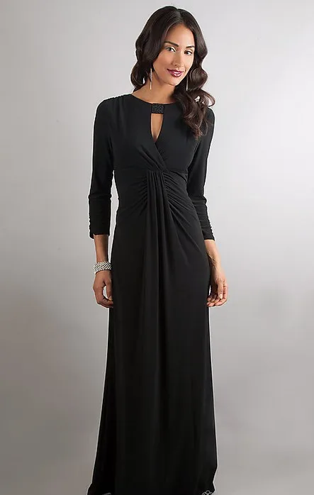 Elegant Black Color Slim Figure New Design 2014 Sexy Sheath Floor Length Chiffon Girls Prom Evening Party Dress Cheap Price Gown | Свадьбы и