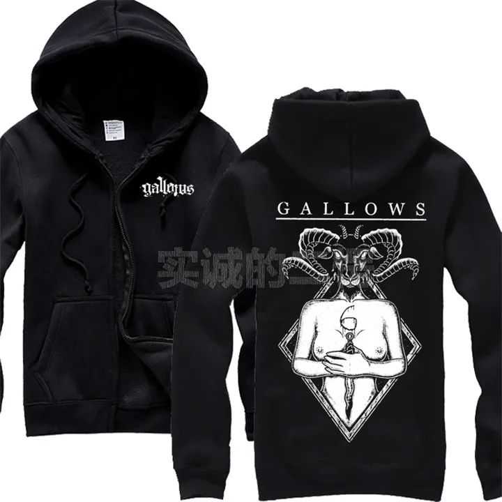 9 Designs Streetwear Zipper Sweatshirt Gallows tracksuit Rock Hoodies shell jacket punk Skull metal sudadera death fleece | Мужская