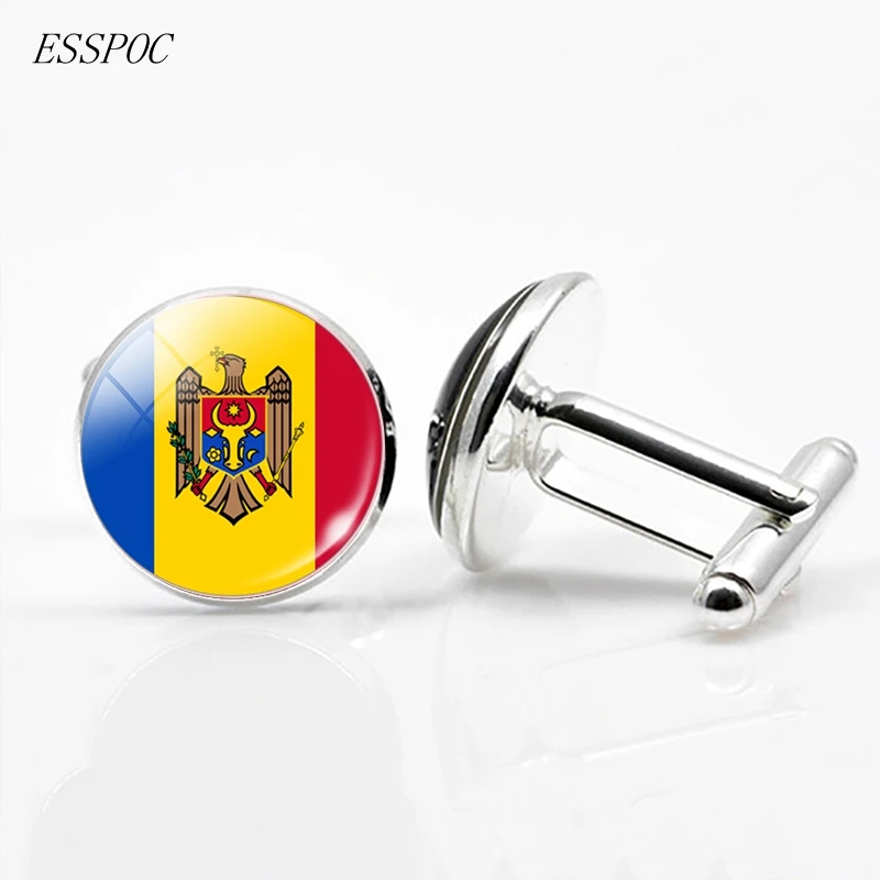 Moldova Европейские запонки с изображением флага, Литвы, Тайваня, Мальты, венгерского, латвийского, норвежского, пользовательского национального флага, мужские запонки, ювелирные изделия - Окраска металла: Moldova