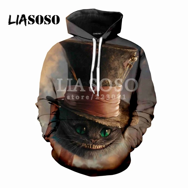 10 LIASOSO, осенняя Новинка, мужская, женская модная толстовка, 3D принт, Чеширский кот, толстовка, Harajuku, длинный рукав, милый топ, Повседневный пуловер, M054 - Цвет: 10