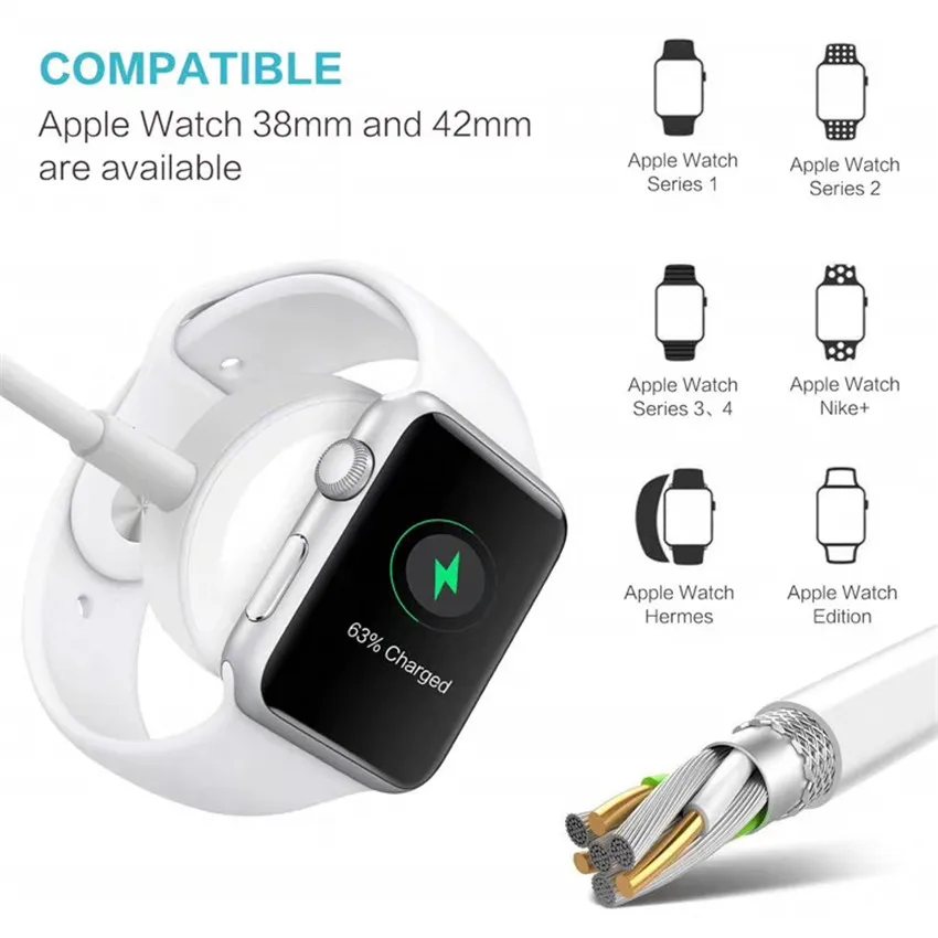 2 в 1 Беспроводное зарядное устройство для Apple Watch Series 3 4 USB Магнитный зарядный