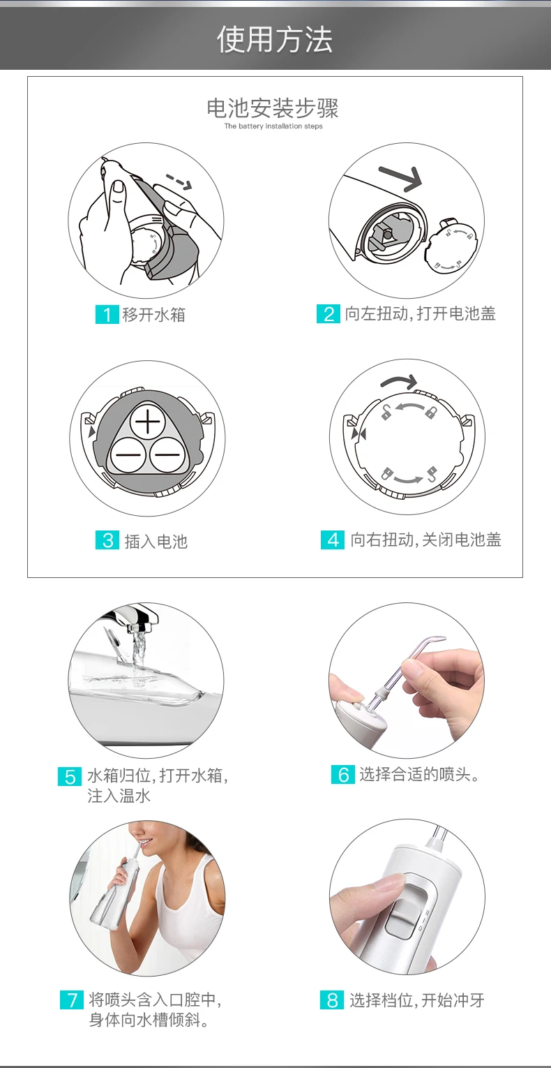 Waterpik WF-03EC Cordless Freedom Dental Water Flosser White 150ML Water Flossing Teeth Cleaner With 3 Jet Tips and Storage Case