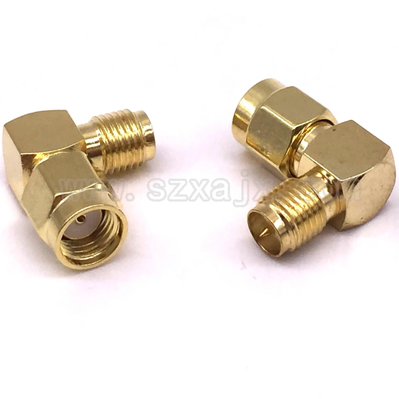 Коннектор JX 2 шт. RP-SMA штекер для RP SMA гнездо винтовой резьбовой разъем 90 градусов под прямым углом радиочастотный переходник SMA для FPV