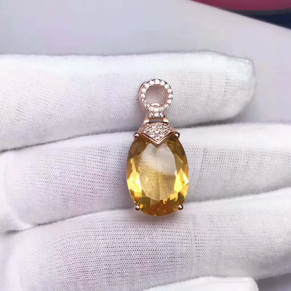 Ожерелье с подвеской из натурального желтого кристалла, 925 пробы, покрытое серебром, розовое золото, простой роскошный женский подарок высокого класса