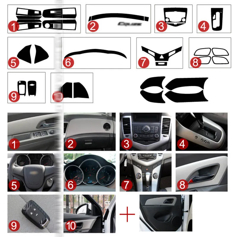 Car-Styling New 3D Carbon Fiber Car Interior Center Console Color Change Molding Sticker Decals For Chevrolet Cruze 2009-2015 | Автомобили