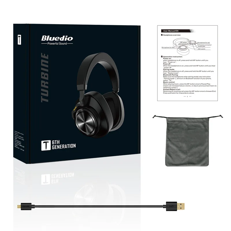 Беспроводные наушники Bluedio T6 с активным шумоподавлением Bluetooth гарнитура