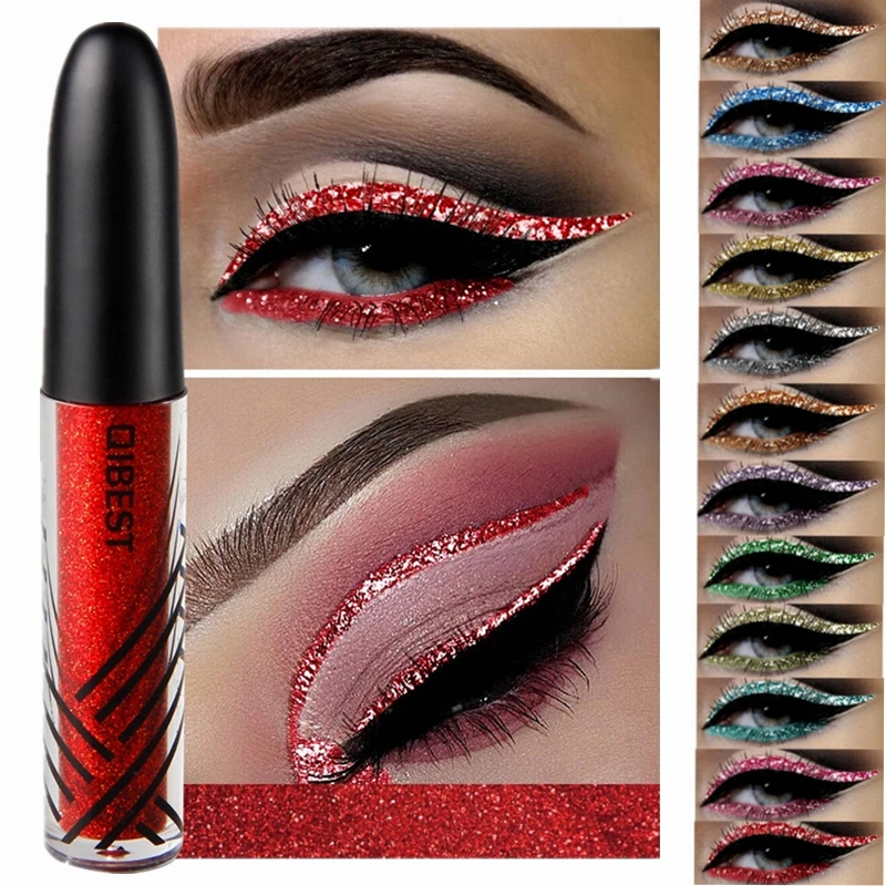 13 Color Liquid Eyeliner Glitter Waterproof Long-lasting Make Up Eye Liner Gold Red Blue White Shiny Eyliner |
