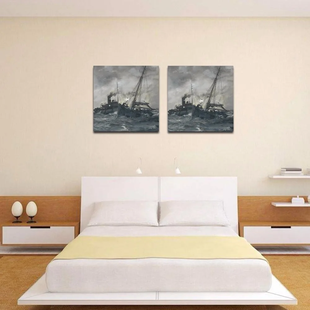 Imixlot холст краски ing Art Краска серый цвет эскиз лодка в море пейзаж современные
