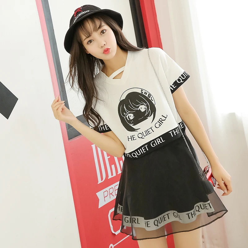 Черные непослушные комплекты из двух предметов Милая Короткая мультяшная