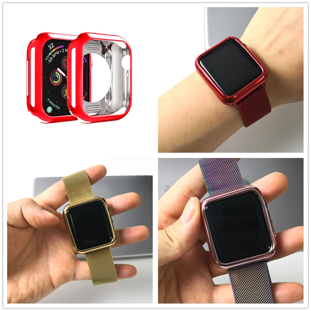 Мягкий чехол для часов из ТПУ для Apple Watch, защитный чехол-бампер, 40 мм, 44 мм, 38 мм, 42 мм, крепкий чехол для Apple Watch, аксессуары для часов