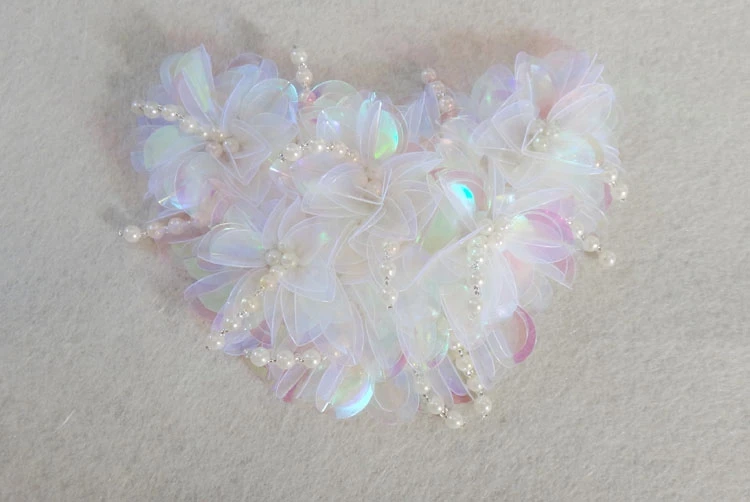 2 шт. 3D Кружевная аппликация ручной работы с бусинами блестками цветами шляпой