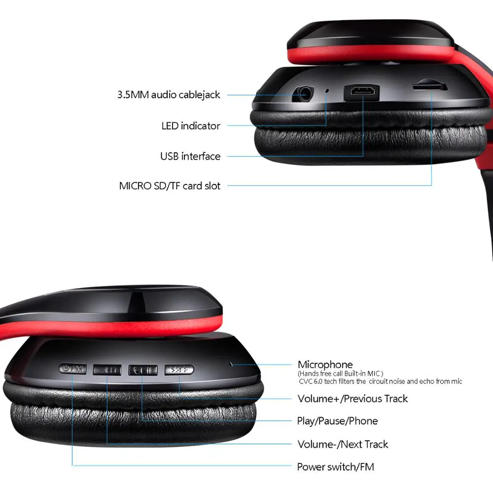 Стерео Bluetooth наушники гарнитуры V5.0 с карты памяти MP3 плеер и fm-радио | Электроника