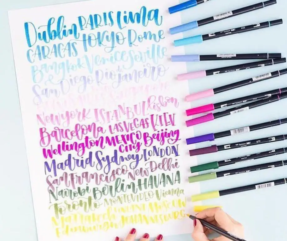 Фото TOMBOW AB-T двойная кисть, маркеры, мягкая кисть, ручка, 108 цветов, ABT, профессиональный акварельный маркер для каллиграфии, ручки для рисования №3