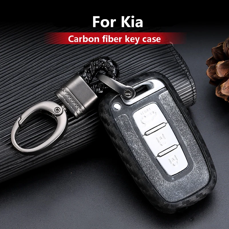 Новинка 2019 чехол для ключей из углеродного волокна с силикагелем Kia K5 Sportage Sorento Forte