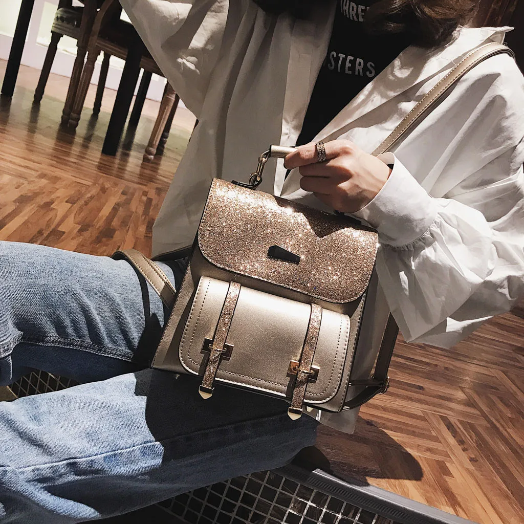 Женский рюкзак из натуральной кожи mochila, модные женские рюкзаки с блестками для улицы, яркие рюкзаки, дорожная сумка, школьная посылка# 4gh