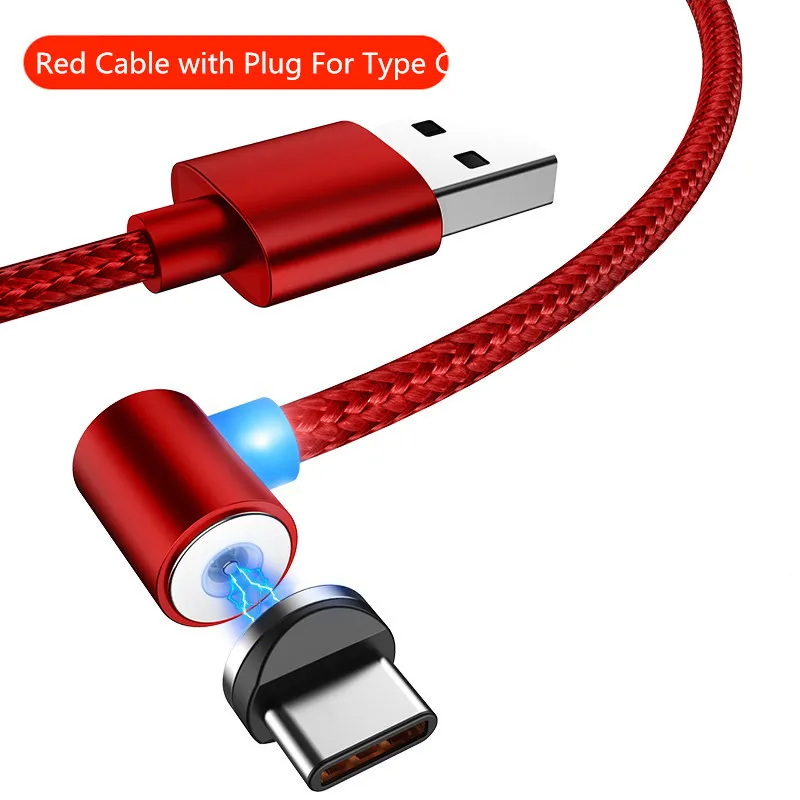 Магнитный кабель для зарядки типа C l-линия 2.1A 90 градусов Micro USB C кабель для USB шнур быстрое зарядное устройство магнит для samsung S9 huawei - Цвет: Red Cable Type C