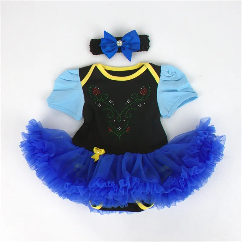 Детское боди принцессы Анна черный Королевский синий костюм пачка юбка Pettiskirt и