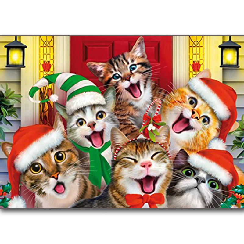

Full square / round diamond 5D DIY diamond painting "cute Christmas cat" 3D embroidery cross stitch mosaic decoration gift