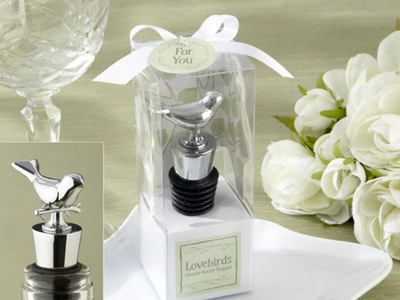 100 шт./лот влюбленными птицами дизайн бутылки вина Пробки Свадебные вечерние