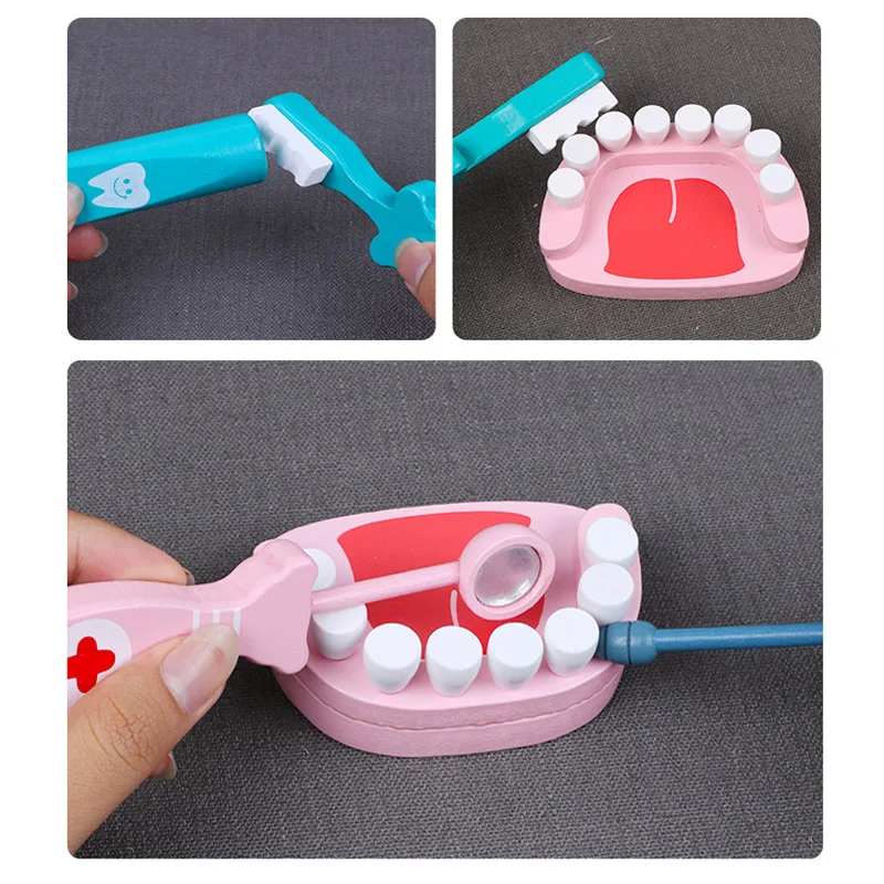 

Doctor Kits for Kids Baby Wooden Dentist Tool Education Toys for Toddlers Pretend Play Medical Doctor Set