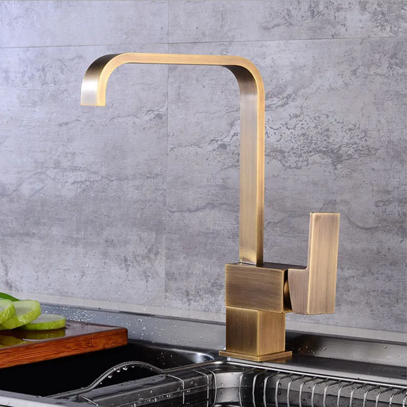 

Free shipping Biggers America style copper Kitchen faucet Black bronze finish square rotatable mixer tap for cold hot water