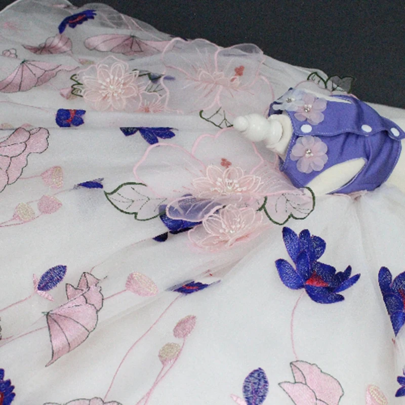 Платье для домашних питомцев с вышивкой и трехмерными цветами свадебное платье