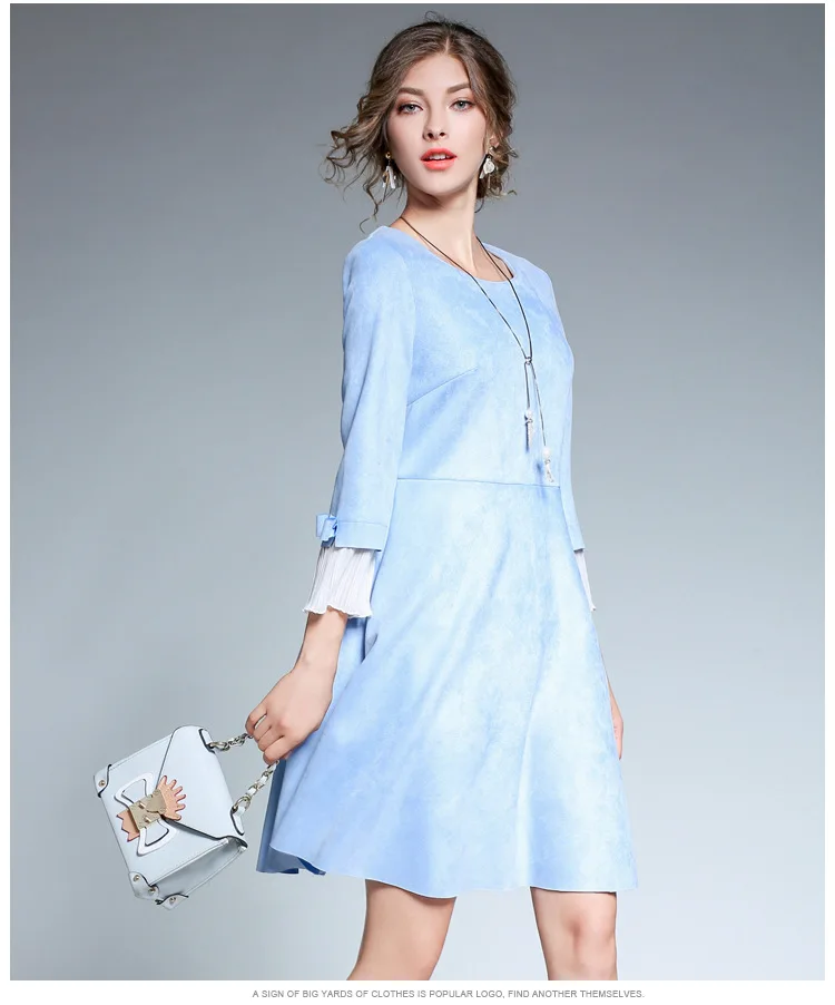 Женское Замшевое платье с круглым вырезом и бантом AD16|dress bow|o-neck dressfashion women dress |