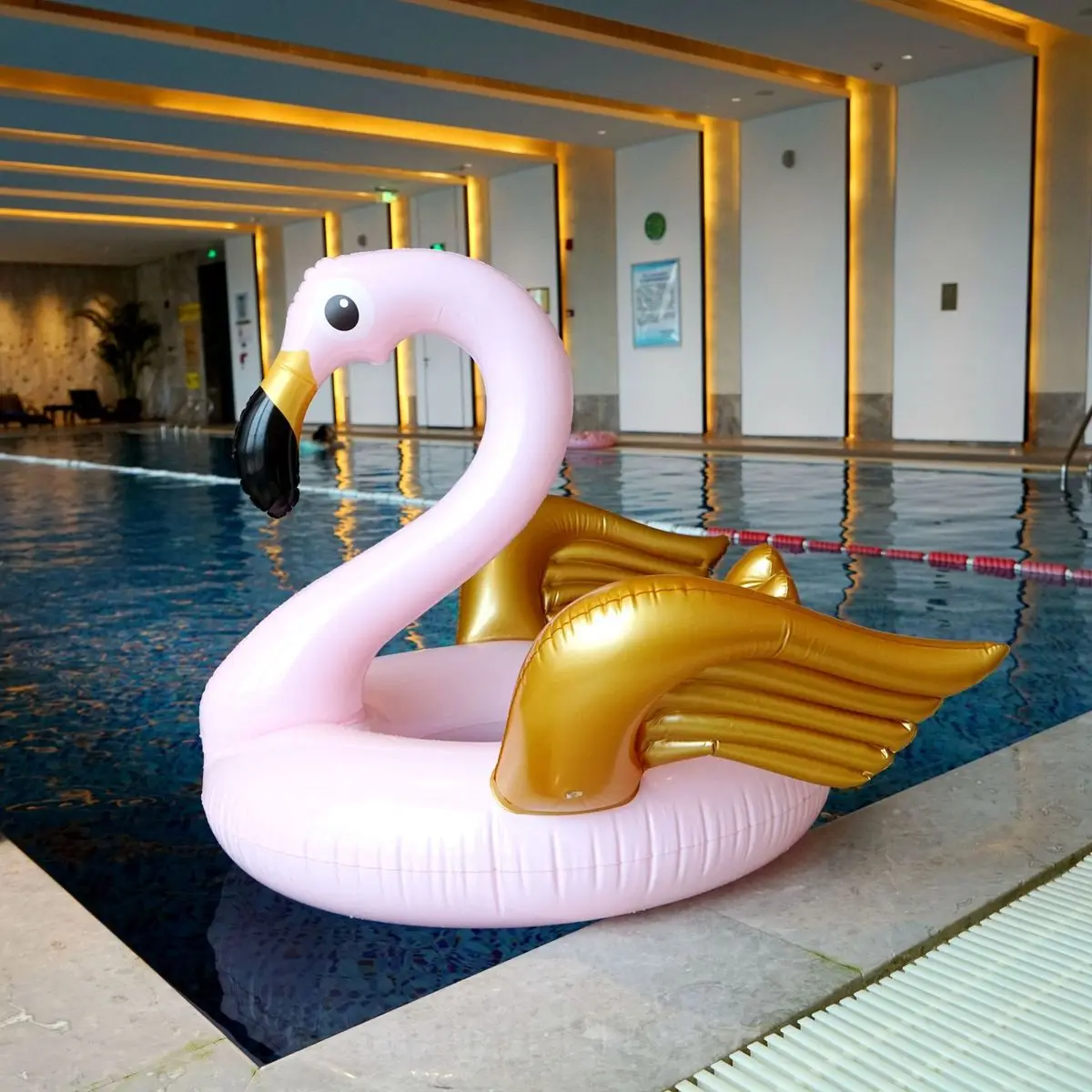 Rose Gold 130cm Giant Inflatable Flamingo Pool Float Newest Pink Ride-On Swimming Ring For Adults Summer Water Holiday Party Toy | Игрушки и