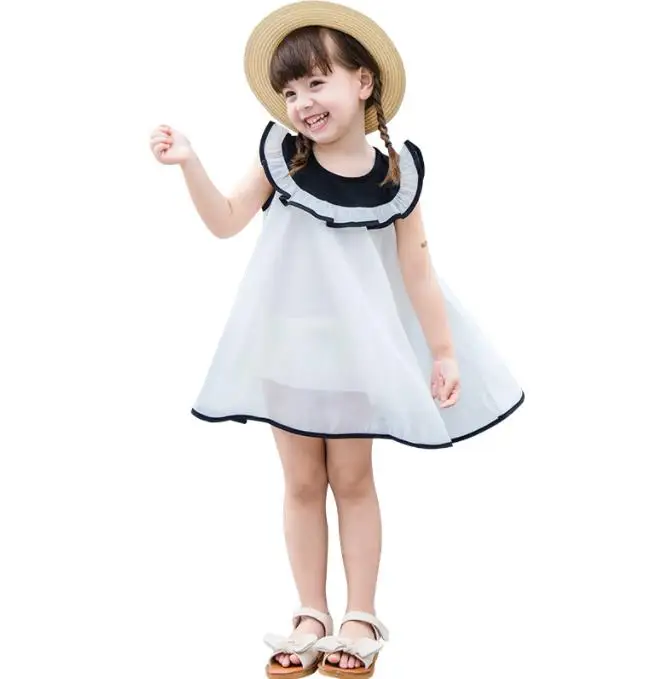 2018 summer new girl's sweet splicing A doll vest dress baby girl princess Flying sleeves butterfly | Детская одежда и обувь
