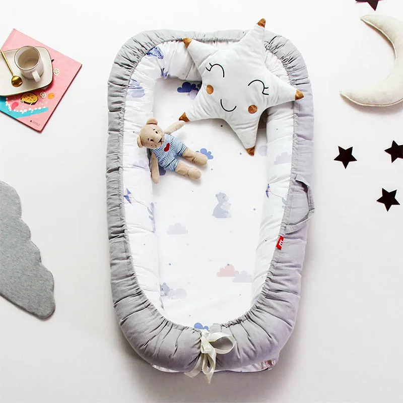 cloud bear Съемный манеж для детской кроватки, кровать-гнездо для новорожденного, люлька из хлопка, детская кроватка для путешествий, 90x55 см - Цвет: cloud bear