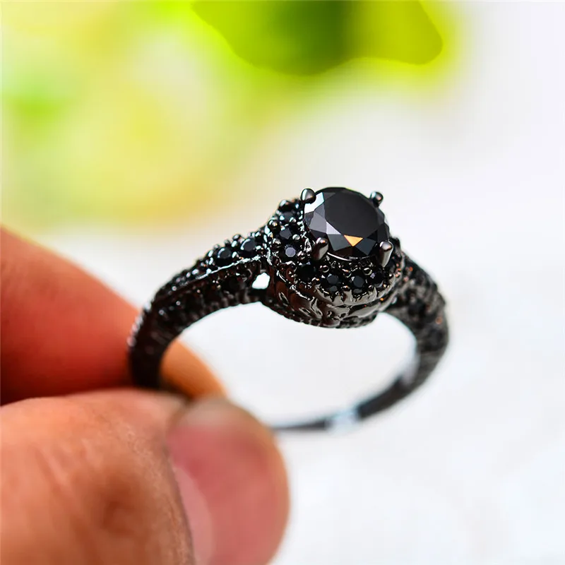 Винтажное кольцо для мужчин и женщин роскошное обручальное с черным золотом