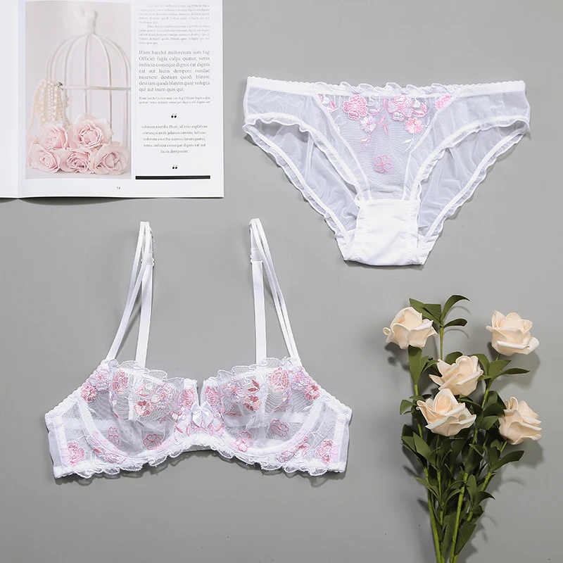 Lilymoda, женский сексуальный ультратонкий прозрачный бюстгальтер без подкладки, эротический, балконет, ДЕМИ, кружевной, с вышивкой, бюстгальтер, женское нижнее белье, нижнее белье