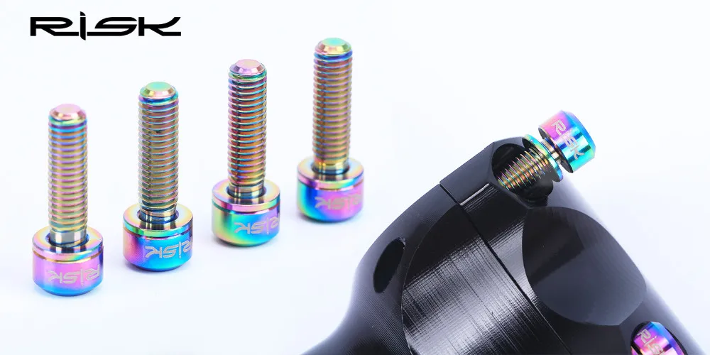 RISK 6 шт. M5x18mm Ti титановый болт для шоссейного велосипеда Сверхлегкий вынос руля винт с шайбами прокладка для велосипеда DIY запчасти