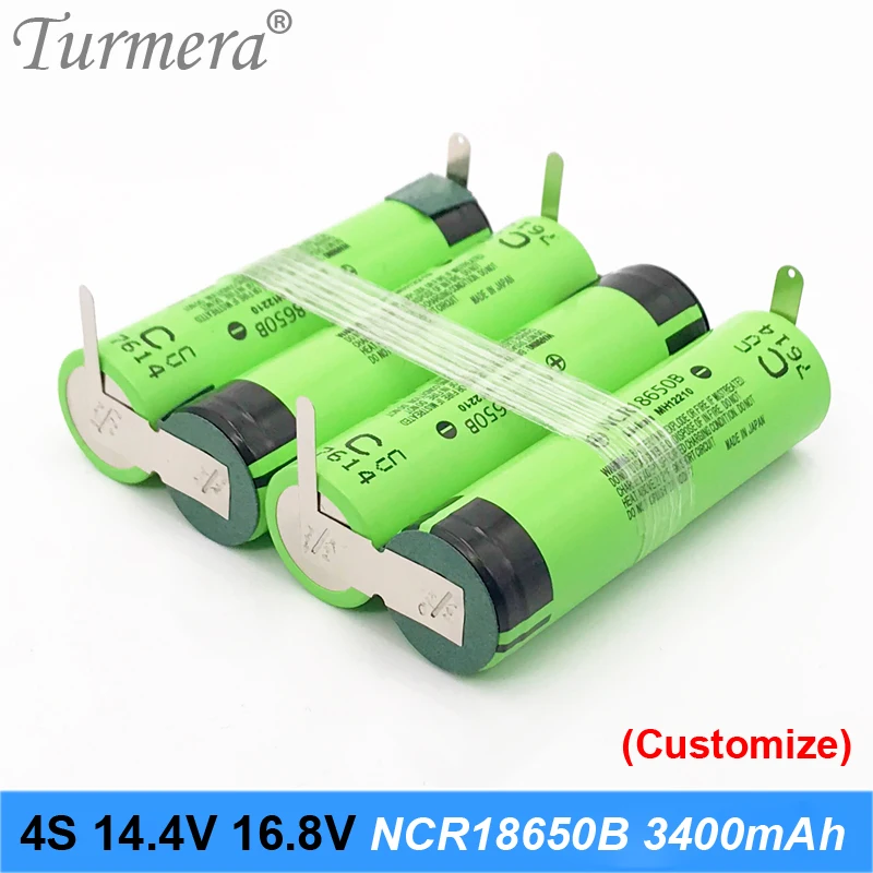 

4s батарея 18650 пакет ncr18650b 3400mah 16,8 v 14,4 v сварочный припой батарея для отвертки инструменты батарея по индивидуальному заказу
