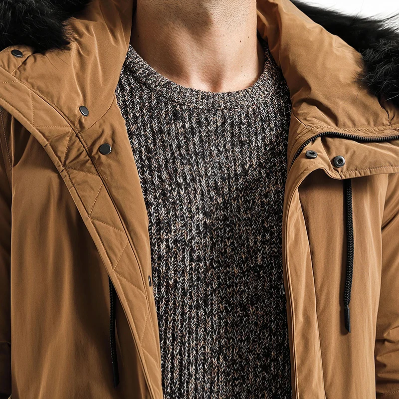 SIMWOOD Зимняя парка на утином пуху для мужчин с капюшоном теплая куртка Slim Fit