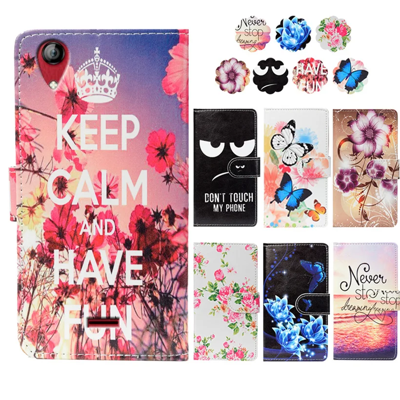 Модный из искусственной кожи чехол-кошелек с откидной крышкой принтом для Micromax