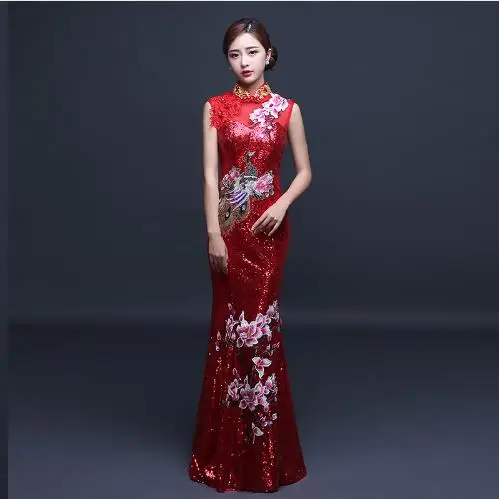 2018 summer women's tang suit casual formal dress sex evening the dishui sleeveless long qipao cheongsam | Женская одежда