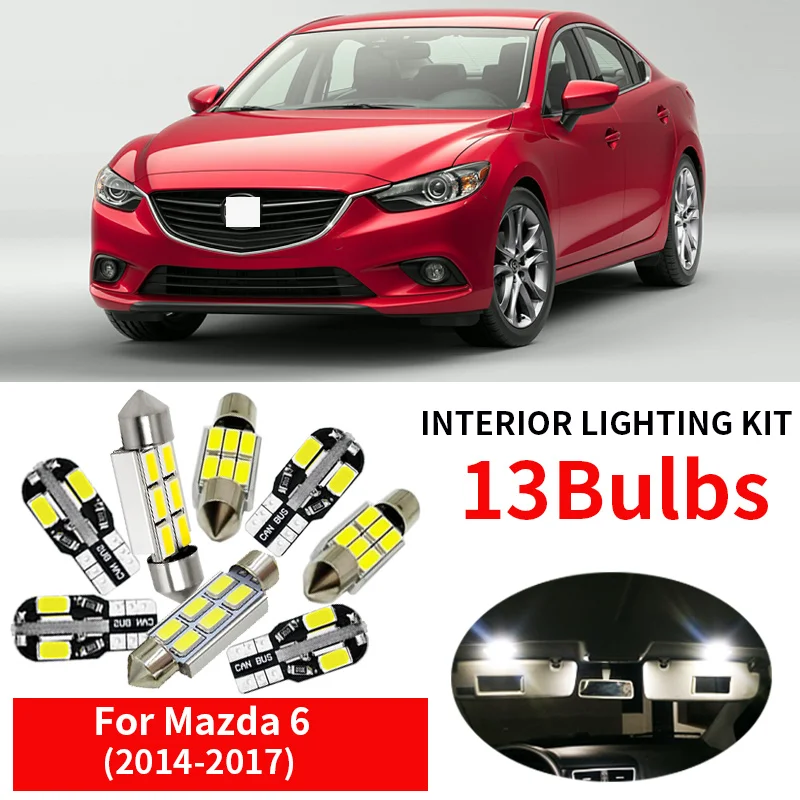 Комплект светодиодных ламп для салона аксессуары Mazda 6 2014 2017 купольная карта
