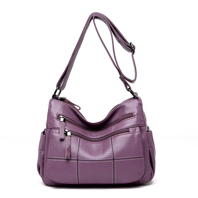 PURPLE Мягкая женская сумка-мессенджер из омытой кожи, роскошная сумка, sac bandouli re femme, дизайнерская женская сумка через плечо, винтажные сумки на плечо tas - Цвет: PURPLE