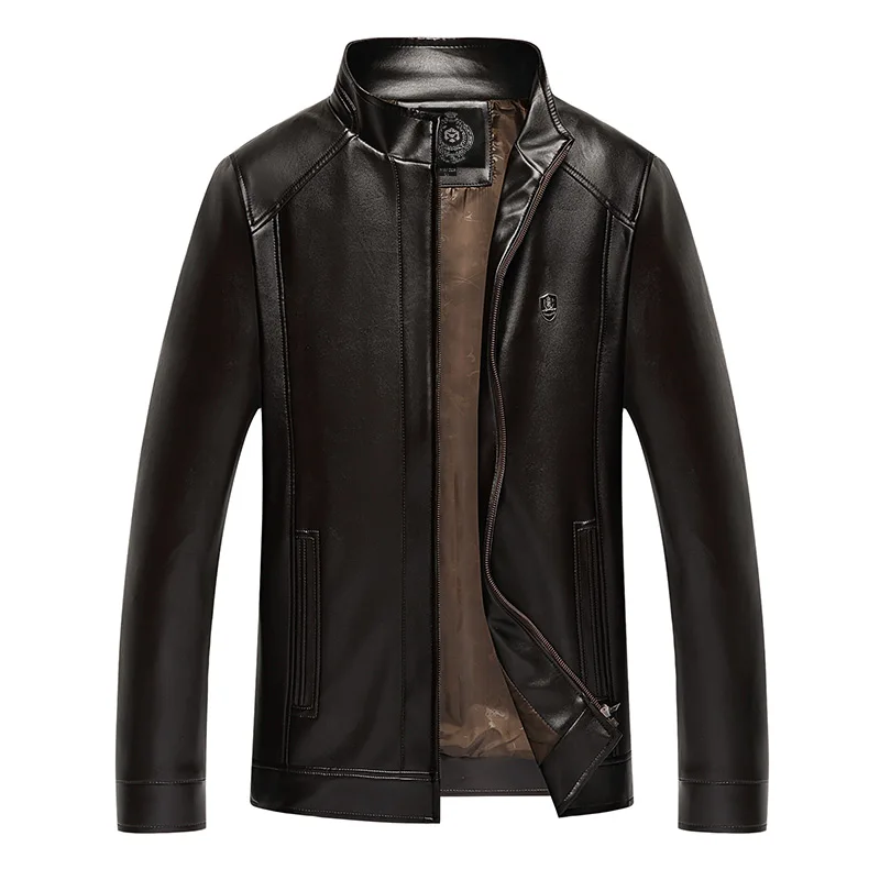 

New Fashion Men's Winter PU Leather Jackets Faux Jacket Korean Stylish Slim Fit Coats Men Moto Skull black brown Jacket For Men