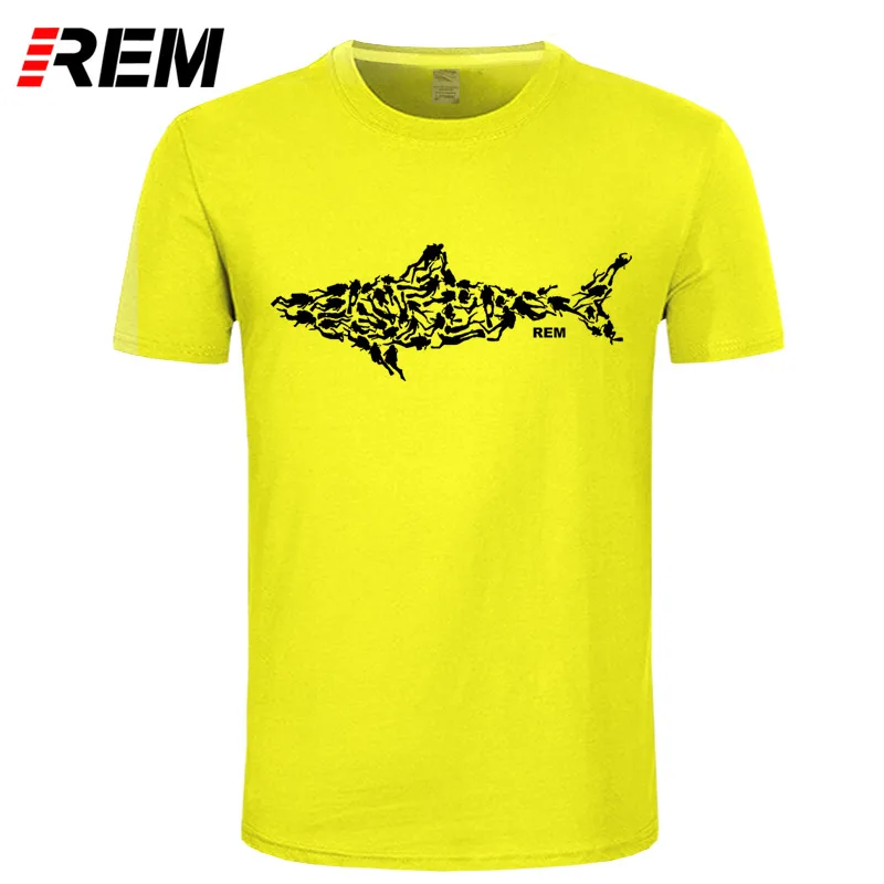1 REM Shark аквалангист футболка Divinger Dive Забавный подарок на день рождения подарок для Него для мужчин взрослых Футболка короткий рукав хлопок - Цвет: 1