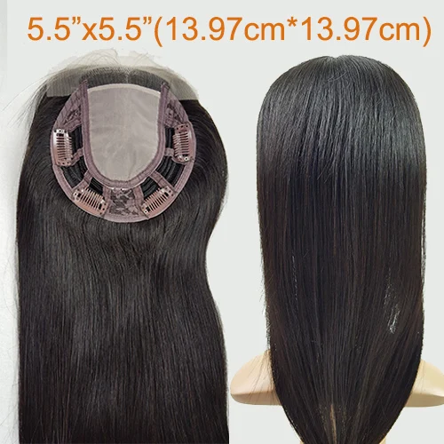 5.5x5.5 inch Парик из натуральных волос для женщин, топперы для волос 5,5*5,5, шелковая основа, 130% натуральные волосы, без силиконовых зажимов, парик для волос Showcoco - Парик Цвет: 5.5x5.5 inch