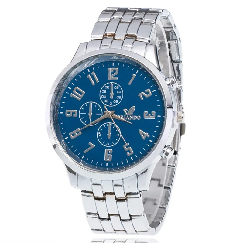 Часы наручные мужские кварцевые с ремешком из нержавеющей стали модные