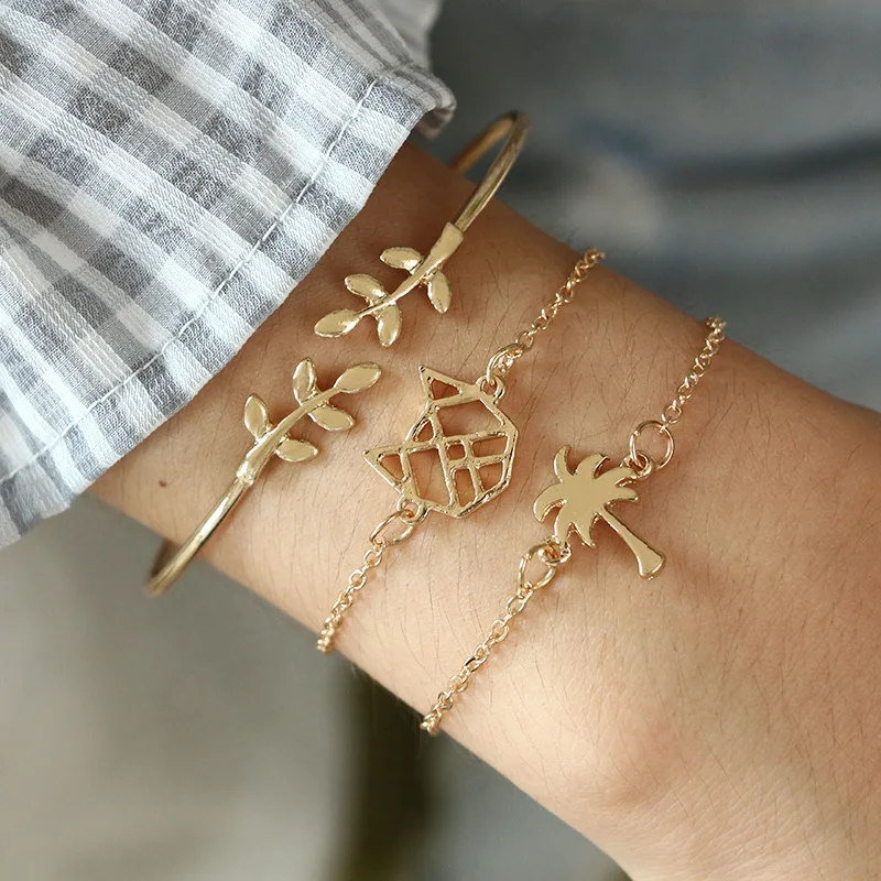 3 шт./компл. модный браслет в богемном стиле с узлом виде листьев на запястье